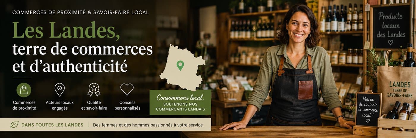Professionnel landais accueillant un client dans son commerce